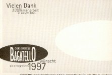 1996 Rückseite, Bagatellos erste Sammelkarte zu Weihnachten